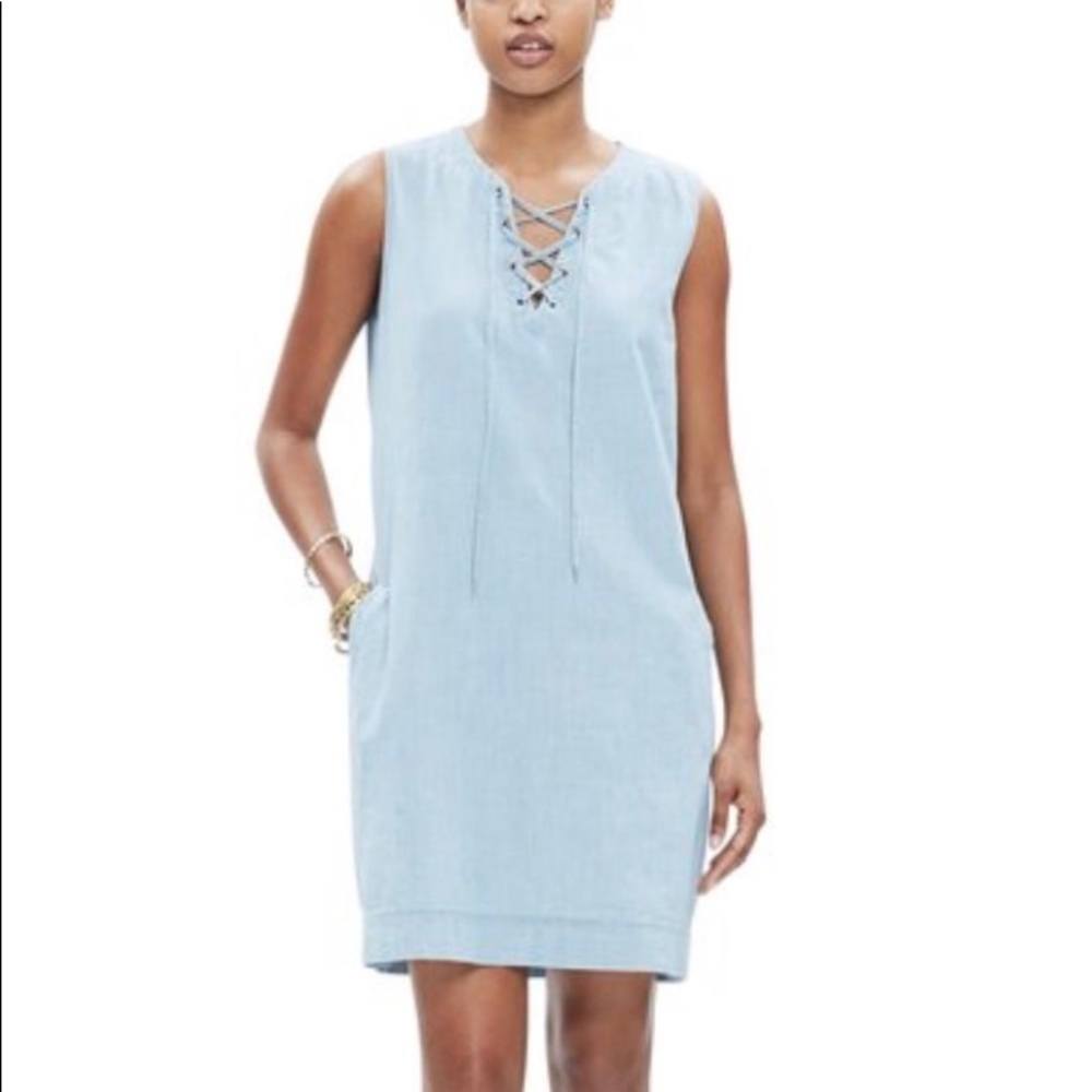 Madewell lace up denim dress
